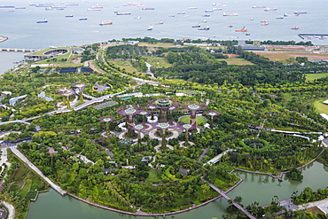 Aerial view, Gardens by the Bay, Singapore, Southeast Asia, Asia