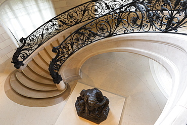 Circular staircase with the statue Ugolino and His Son by Jean-Baptiste Carpeaux, Petit Palais, Paris, France, Europe