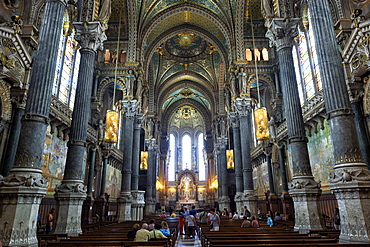 Interior, Basilica Notre-Dame de Fourviere, UNESCO World Heritage Site, Lyon, Rhone, France, Europe