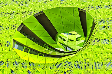 Green Cube, Headquarters of television channel Euronews, La Confluence district, Lyon, Rhone, France, Europe