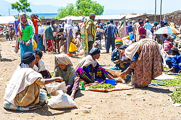 Women selling vegetables, Lalibela market, Amhara region, Northern Ethiopia, Africa 