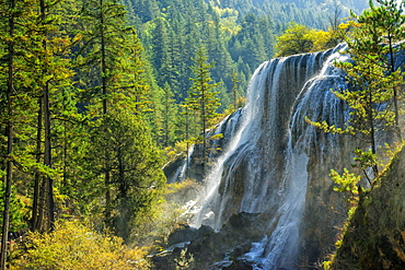 Pearl Shoal Waterfall, Unesco World Heritage Site, Jiuzhaigou National Park, Sichuan Province, China, East Asia