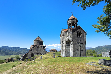 Cathedral and bell towr of the 11th century Haghpat Monastery, UNESCO World Heritage Site, Surb Nishan, Haghpat, Lori Province, Armenia, Caucasus, Asia