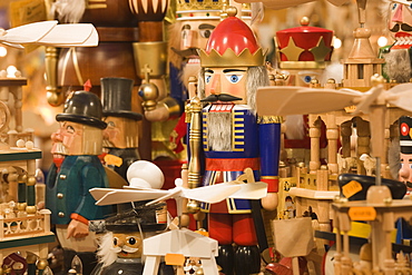 Wooden Christmas ornaments for sale at the Dresden Striezelmarkt Christmas Market, Dresden, Saxony, Germany, Europe 