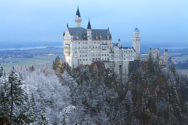 Neuschwanstein Castle in winter, Fussen, Bavaria, Germany, Europe