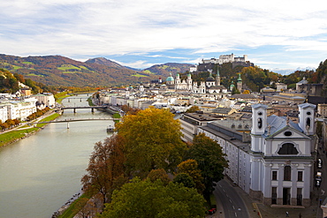 Overview of Salzburg in autumn, Salzburg, Austria, Europe 