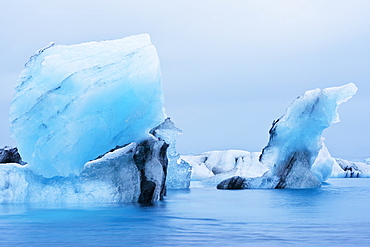 Icebergs floating on Jokulsarlon Glacial Lagoon, Iceland, Polar Regions