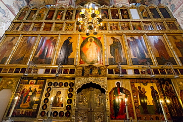 Iconostasis inside the Assumption Cathedral, the Kremlin, UNESCO World Heritage Site, Moscow, Russia, Europe