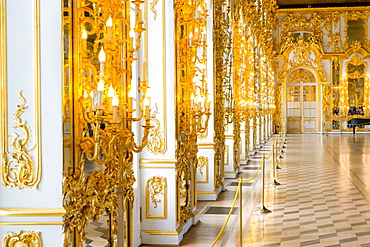 The Ballroom, Catherine Palace, UNESCO World Heritage Site, Pushkin, near St. Petersburg, Russia, Europe