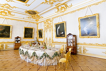 Dining Room within the Catherine Palace, UNESCO World Heritage Site, Pushkin, near St. Petersburg, Russia, Europe