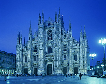 The facade of the Duomo in Milan, Lombardy, Italy, Europe