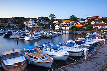 Marina at dusk, Drobak, Akershus County, Follo District, Norway, Scandinavia, Europe