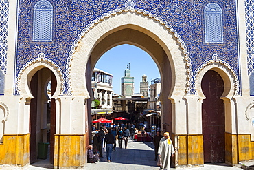 Bab Boujeloud Gate (The Blue Gate), The Medina, Fez, UNESCO World Heritage Site, Morocco, North Africa, Africa