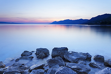 Coastal scenery at sunset, Makarska Riviera, Dalmatia, Croatia, Europe