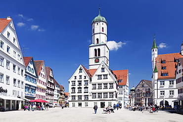 Market Square, Sankt Martin church and town hall, Biberach an der Riss, Oberschwaben, Baden Wurttemberg, Germany, Europe 