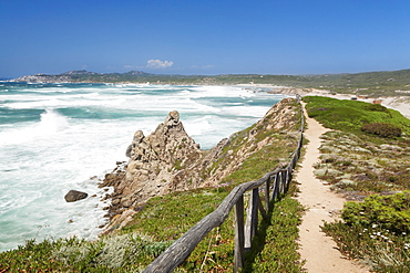 Path along the west coast at the beach of Rena Maiore, Sardinia, Italy, Mediterranean, Europe 