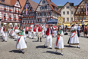 Historical parade at Bad Urach Schaferlauf, Bad Urach Swabian Alb, Baden Wurttemberg, Germany, Europe