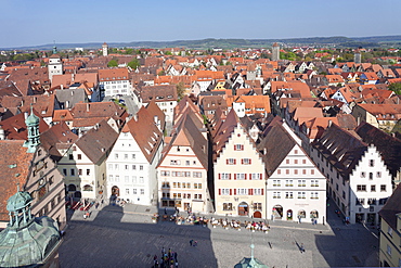 View from town hall, Rothenburg ob der Tauber, Romantic Road (Romantische Strasse), Franconia, Bavaria, Germany, Europe