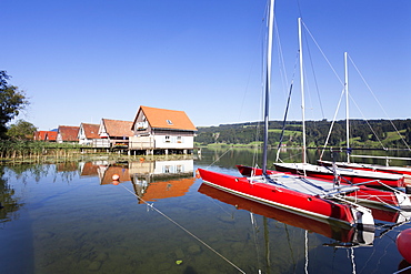 Boathouse at Alpsee Lake, Immenstadt, Allgau, Bavaria, Germany, Europe 