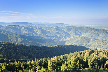 View over Hornisgrinde mountain over Achtertal Valley to Southern Black Forest, Baden Wurttemberg, Germany, Europe