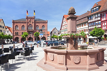 Town hall and market place, Tauberbischofsheim, Taubertal Valley, Main Tauber District, Baden Wurttemberg, Germany, Europe