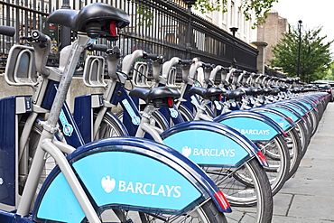 Barclays Cycle Hire, Boris Bike, Cycle Hire at Docking Station, London, England, United Kingdom, Europe