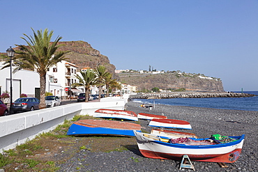 Fishing boats at the beach, Playa de Santiago, La Gomera, Canary Islands, Spain, Atlantic, Europe