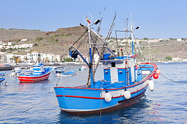 Fishing boats at the harbour, Playa de Santiago, La Gomera, Canary Islands, Spain, Atlantic, Europe