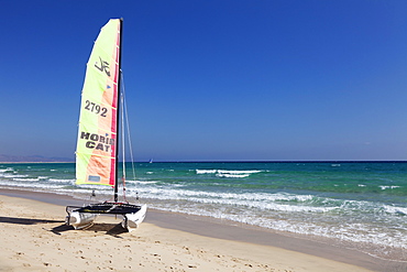 Catamaran at Playa de Sotavento, Risco del Paso,  Fuerteventura, Canary Islands, Spain, Atlantic, Europe