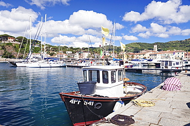 Harbour with fishing boats, Porto Azzuro, Island of Elba, Livorno Province, Tuscany, Italy, Mediterranean, Europe