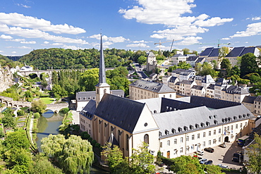 Neumunster Abbey at Lower City Grund, former battlement, old town, UNESCO Wolrd Heritage Site, Luxembourg City, Grand Duchy of Luxembourg, Europe