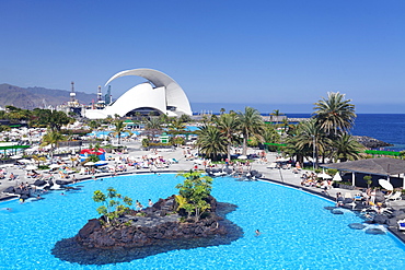 Parque Maritimo by Cesar Manrique and Auditorium by Santiago Calatrava, Santa Cruz, Tenerife, Canary Islands, Spain, Europe