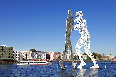 Molecule Man by Jonathan Borofsky, excursion boat at Spree River, Treptow, Berlin, Germany, Europe