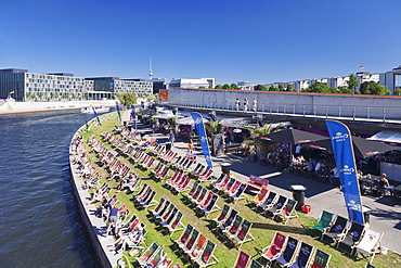 Capital Beach bar at Spreebogen Park, TV Tower, Berlin, Germany, Europe