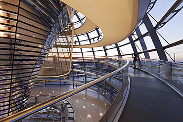 The Dome by Norman Foster, Reichstag Parliament Building at sunset, Mitte, Berlin, Germany, Europe