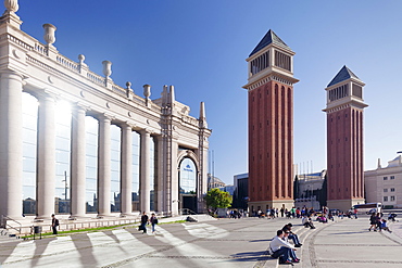 Two Venetian Towers, Placa d'Espanya (Placa de Espana), Barcelona, Catalonia, Spain, Europe