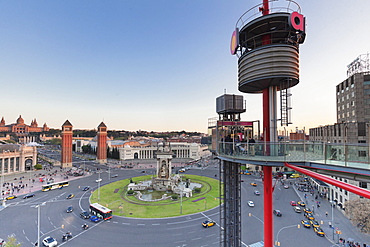 View from Las Arenas shopping center to Placa d'Espanya (Placa de Espana), Barcelona, Catalonia, Spain, Europe