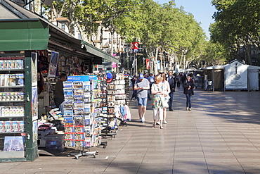 Boulevard La Rambla (Les Rambles) (Las Ramblas), Barcelona, Catalonia, Spain, Europe