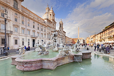 Fontana del Moro Fountain, Sant'Agnese in Agone Church, Piazza Navona, Rome, Lazio, Italy, Europe