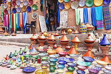 Pottery and handicrafts in the Artisans Souk, Ouarzazate, Morocco, North Africa, Africa