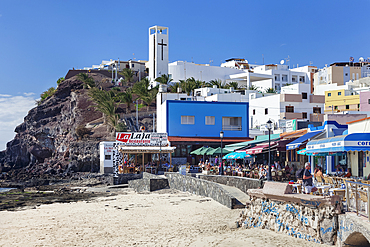 Retaurants and street cafes at Playa de Cebada, Morro Jable, Jandia Peninsula, Fuerteventura, Canary Islands, Spain, Atlantic, Europe