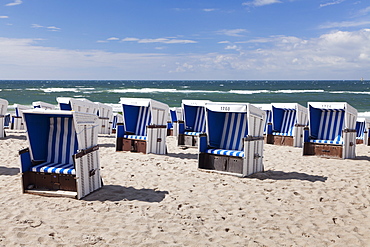 Beach chairs on the beach of Westerland, Sylt, North Frisian islands, Nordfriesland, Schleswig Holstein, Germany, Europe 