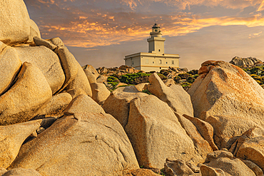 Lighthouse at Capo Testa, Santa Teresa di Gallura, Sardinia, Italy, Mediterranean, Europe