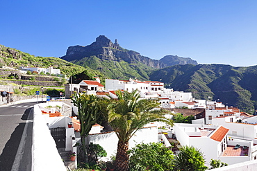 View over Tejeda to Roque Nublo, Gran Canaria, Canary Islands, Spain, Atlantic, Europe 