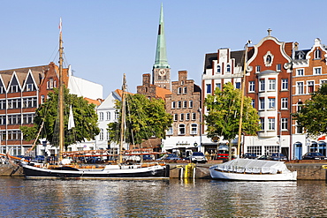 Holstenhafen at River Untertrave, Lubeck, Schleswig Holstein, Germany, Europe