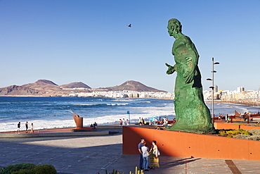 Sculpture at Alfredo Kraus Auditorium, Playa de las Canteras, Las Palmas, Gran Canaria, Canary Islands, Spain, Atlantic, Europe 