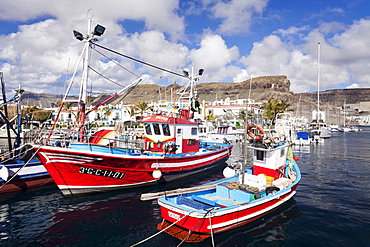 Fishing boats at the old port of Puerto de Mogan, Gran Canaria, Canary Islands, Spain, Atlantic, Europe