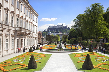 Mirabell Garden and Hohensalzberg Fortress, UNESCO World Heritage Site, Salzburg, Salzburger Land, Austria, Europe 