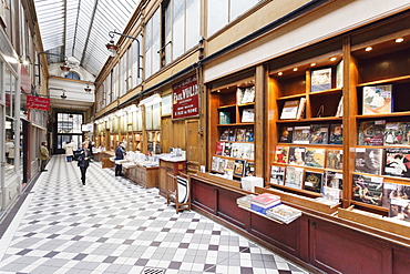 Book shop in the Passage Jouffroy, Paris, Ile de France, France, Europe