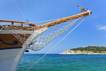 Ship's hull and blue sea, Makarska, Makarska Riviera, Dalmatia, Croatia, Europe 